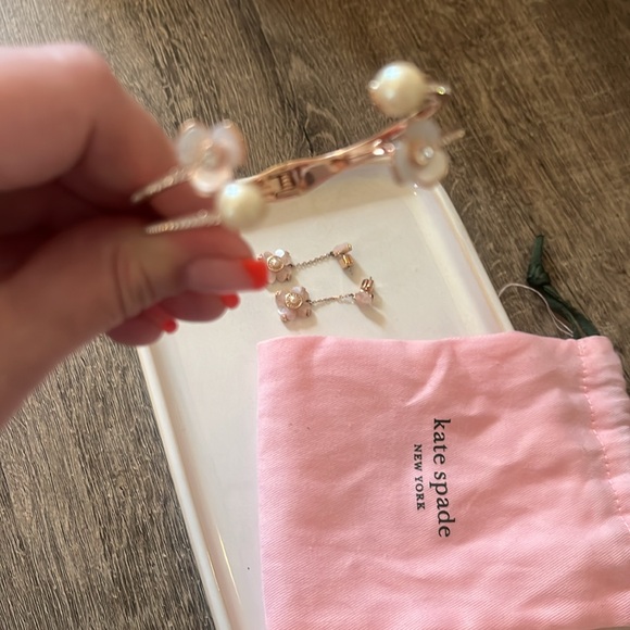 Kate Spade rose gold bangle and matching dangle earrings set - Picture 2 of 5